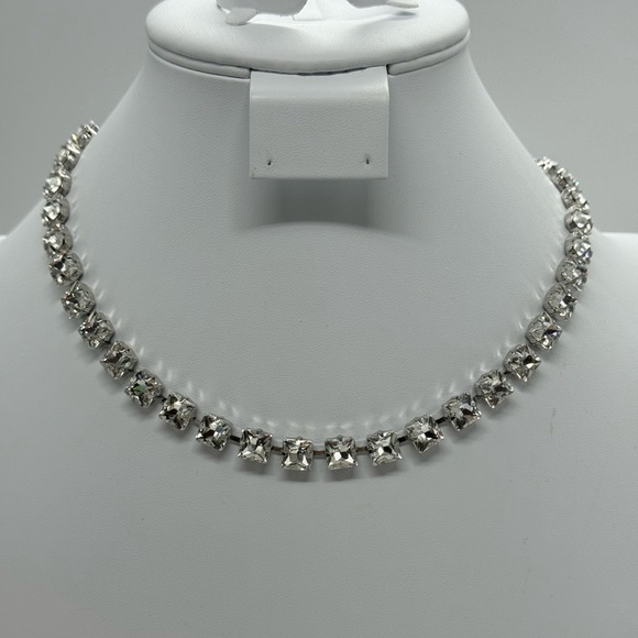Express Large Rhinestone Crystal Silver Tone Necklace - Picture 7 of 8